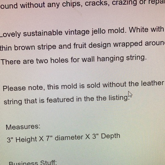 Vintage Harvest fruit motif ceramic gelatin/pudding mold - Picture 7 of 8